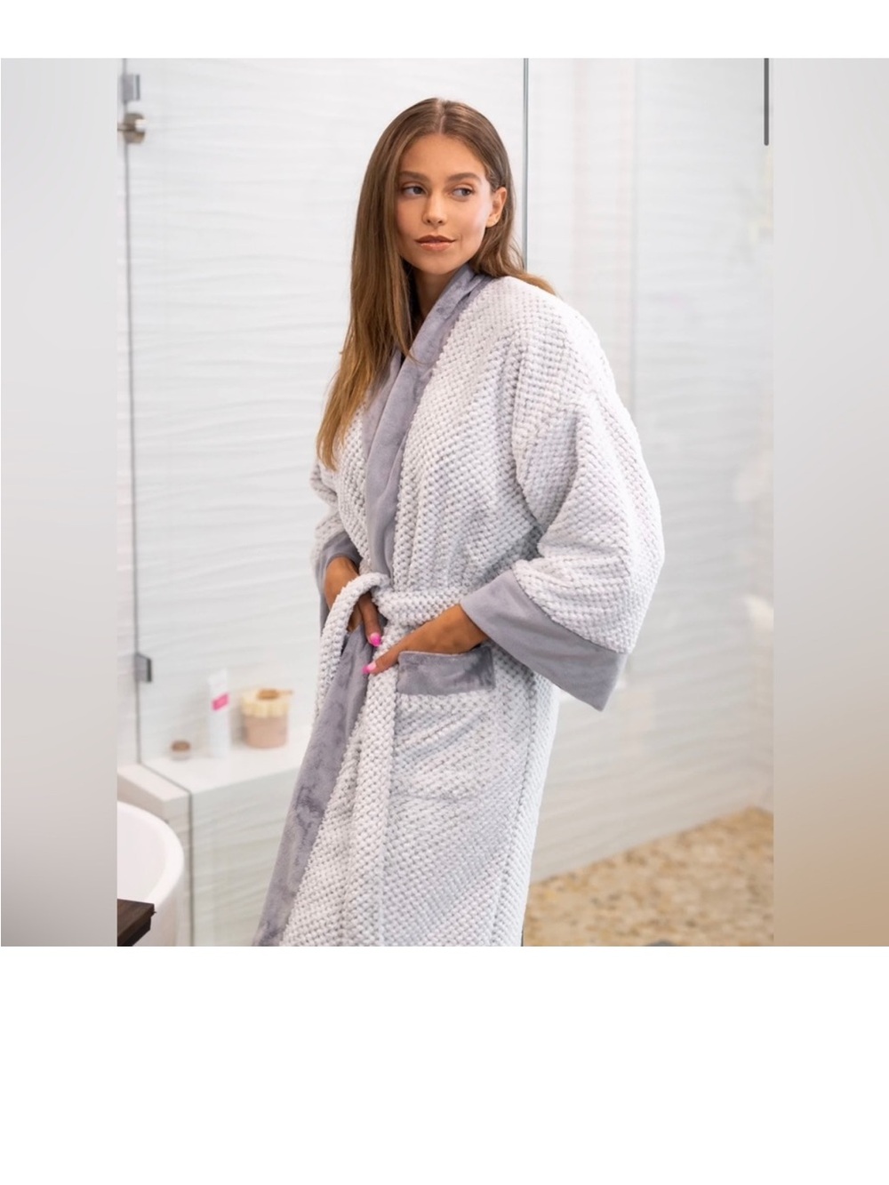 Keiki Co. Robe Luxury Long Spa Robe Color Platinum size Small Medium - Picture 2 of 15